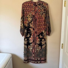 Vintage 1960s / 70s Leonard Paris Dress black orange red geometric floral