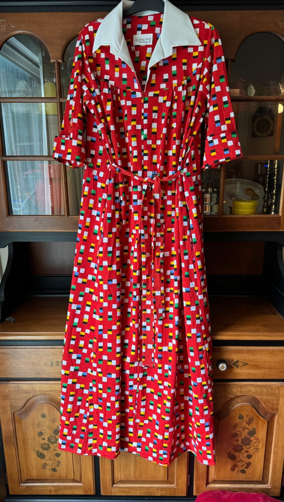 NEW Deadstock Vintage At Home Wear Van Raalte Sash Belt Mod Maxi Day Dress 16