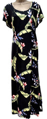 Vintage Tommy Bahama Woman’s Washable Silk Black Floral Aloha Dress Sz 14