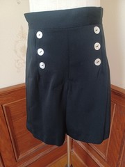 Vintage 1980s/1990s Willow Ridge Black High Waist Sailor Style Pinup Culottes