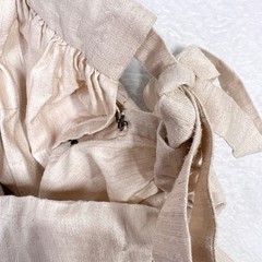 Products of India Vintage Beige Raw Silk Floral Embroidered Midi Skirt 27 Waist