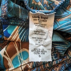 Linda Segal Vintage 1990’s peacock abstract print empire waist mini dress S