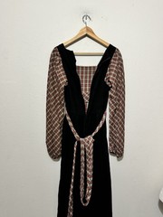 Vintage 70s Prairie Maxi Dress Corduroy plaid size small Neiman Marcus Apron