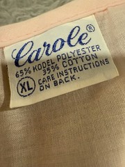 Vtg Carole Perm Press Kodel Poly Cotton Blend Pink Long Night Gown Sleepwear XL