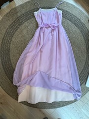 Vintage 70s House of Bianchi Lavender Chiffon Maxi Dress Lace Prom Gown Sz 6