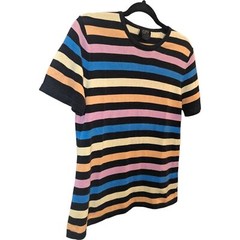 Vintage City Silk Striped Multicolor Silk Knit Blouse Retro 90s Style – Size M