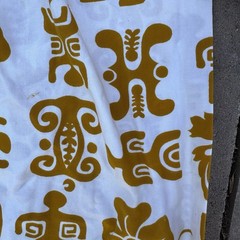 Vintage 60s 70s Muu Muu Dress Empire Waist Tiki Print Made In Hawaii Women’s M