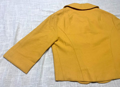 Vintage Skirt Suit Yellow Wool 60s Two Piece Set Handmade Retro Cropped Jacket