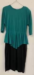 Vintage 80s Size 13 Joni Blair Green and Black Dress Shoulder Pads belt retro
