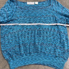 Saks Fifth Avenue Folio Collection VTG Blue Chevron Knit Sweater Y2k Boho Retro