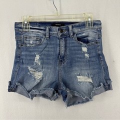 Forever 21 High Waisted Distressed Jean Shorts Womans 27 Medium Wash