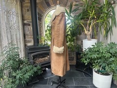 Vintage 1970s Tan Suede Shearling Sheepskin Coat Made in Argentina