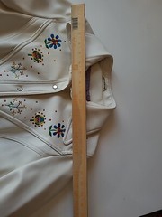 Vintage 70s Western Jacket S Faux Leather Vinyl Embroidered Pearl Snap Lined
