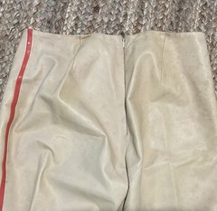 VTG Gianni Versace 2000 Leather Pant Suit 42 Nappa Lambskin Lion Zip Tan Orange