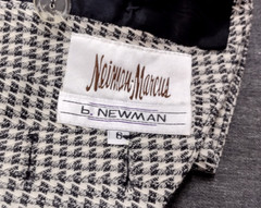 Neiman Marcus Wide Big Shoulders Avante-garde Jacket Wool Black Houndstooth 80s