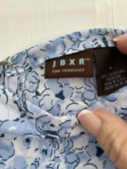 JBXR San Francisco Blue Floral Flared Short Skirt Back Zip Lightweight Size 16