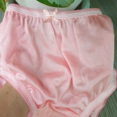 Vintage Slippery Nylon Panty Silky Peach Pink Sheer Brief Size 7-8 Hip 38-42″