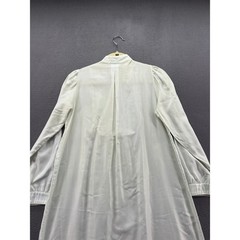 Vintage Character Nightgown Womens Small White Long Sleeve Pleated Bib Maxi Gown
