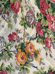 1930s 40s Rayon Crepe Dress Ruched Knot Bodice Floral Bias Skirt Talon Zip AS-IS