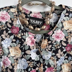 Tabby of California Dress S 80’s Vtg Floral Cottagecore Belted Shoulder Pads