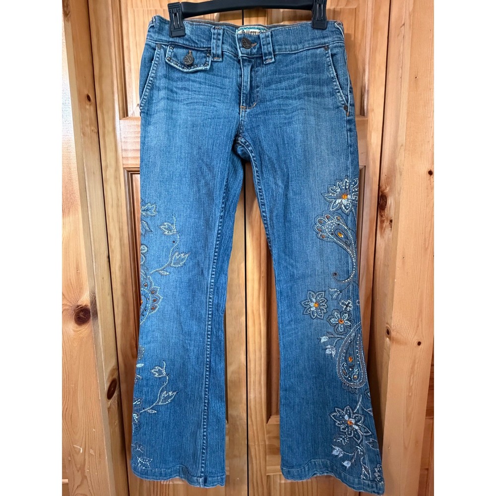 Allen B by Allen Schwartz Y2K Paisley Bejeweled Bootcut Jeans Size 28 Vintage