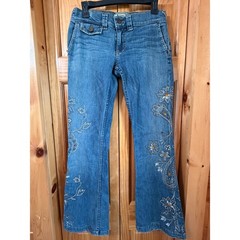 Allen B by Allen Schwartz Y2K Paisley Bejeweled Bootcut Jeans Size 28 Vintage