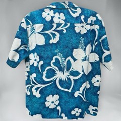 Vintage Karen Ann Hawaii Honeymoon Set His Hers Matching Dress Shirt Blue Floral