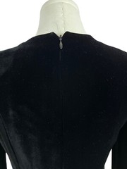 Vtg 80s Wayne Clark Black Velvet Dress With Puff Sleeves & Bow Back Detail Sz 4