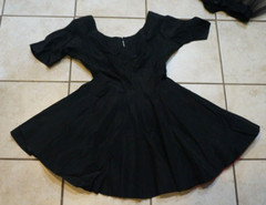Vintage Short Black Taffeta Party Dress with Tulle Skirt