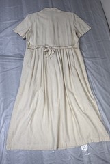 Vintage 80s/90s Karin Stevens Petite Floral Embroidered Midi Shirt Dress Cream