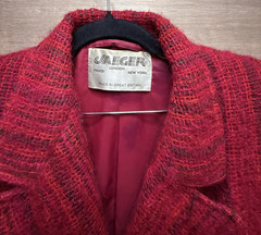 Jaeger Vintage Red Double-Breasted Mohair Wool Jacket Blazer Size 10
