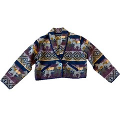 VTG New Identity Western Southwestern Horse Tapestry Crop Blazer Jacket Size L