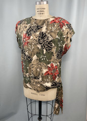 Vintage Top SIZE 14 XL EXTRA LARGE tropical green LADY CAROL 80s 90s rayoN