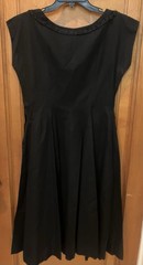 Vtg Beautiful Handmade Black Tailored Dress Covered Buttons Lace 50’s