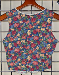 Vintage Floral Rose Shirt Impact Size S/M 70s Red Blue Yellow Green Buttons Lace