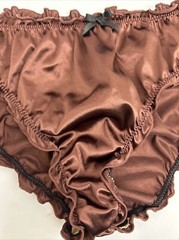 Glossy Butter Second Skin Satin Bikini Panties Sissy Wet Look Silky Ruffles M/L