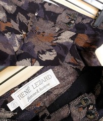 80s Vtg German Designer Rene Lezard Black Floral Woven Cotton Trouser Pant
