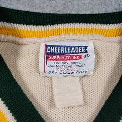 Vintage Cheerleader Supply Co USF Varsity Wool Sweater Cream Green Gold Size 38