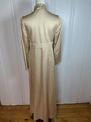 Vintage 1950s 1960s Housecoat Handmade Peachy Pink w/ Metallic Polka Dots Lined