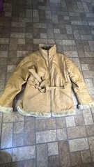 Vintage 2 XL Leather Fur Trim Shearling Belted Coat Tan Marcia Collection