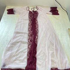 VTG 60’s Janelle Of California Pink Sheer Baby Doll Night Gown W/matching Robe
