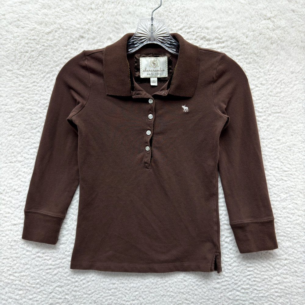 Y2K Vintage Abercrombie Polo Top XS S Brown Bella Swan Fairy Grunge Whimsigoth