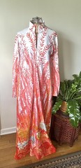 1970’s Sunset Orange Floral House Dress Loungewear