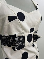 Vintage dotted midi dress polka dot dress with lace at the waist.