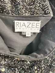 Vintage Riazee Boutique 100% Silk Black Beaded Evening Dress Size 10
