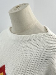 VTG 80s Jantzen Womens Sweater Cotton Boatneck Colorblock Geometric Flower