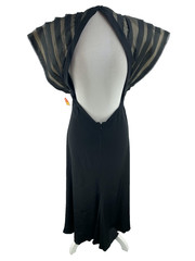 70s Vtg St Gillian Saks Fifth Avenue Midi Puff Striped Sleeve Open Back Dress 12