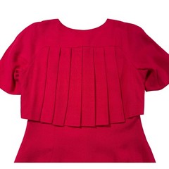 Gillian Vintage Fushia Button Front Dress Pleated Cape Back Size 8 USA W55