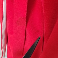 Vtg Red Suit Set Sz M Disco 70s High Rise Wide Leg Pants Wrap Point Collar READ