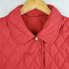 BARBOUR Size 10US Daphne Womens Red Diamond Quilted Snap Front Field Jacket Coat